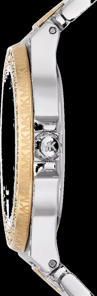 Montre femme Michael Kors Lennox MK7338 bracelet bicolore gravé MK vue 3
