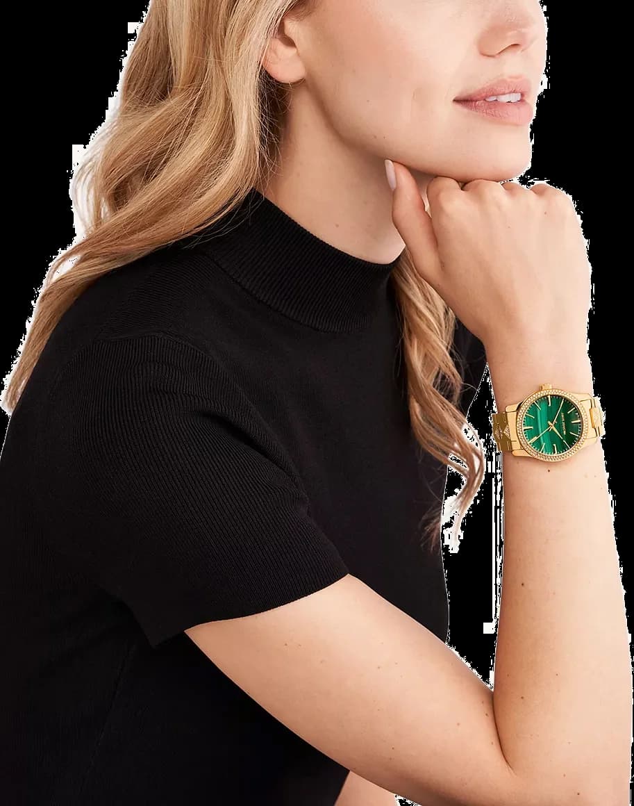 Montre Michael Kors Runway MK7390 cadran vert orné de cristaux vue 4
