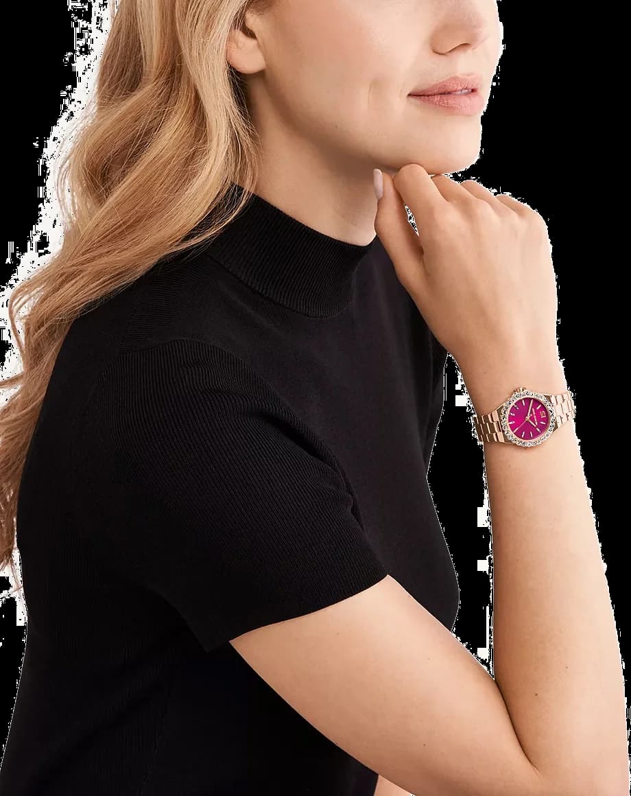 Montre Michael Kors Lennox MK7396 cadran magenta bracelet en acier inoxydable vue 4
