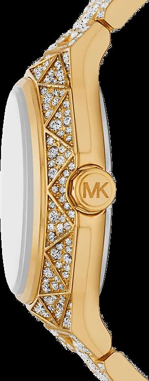 Montre Michael Kors MK7398 Raquel profil bracelet acier or boucle déployante