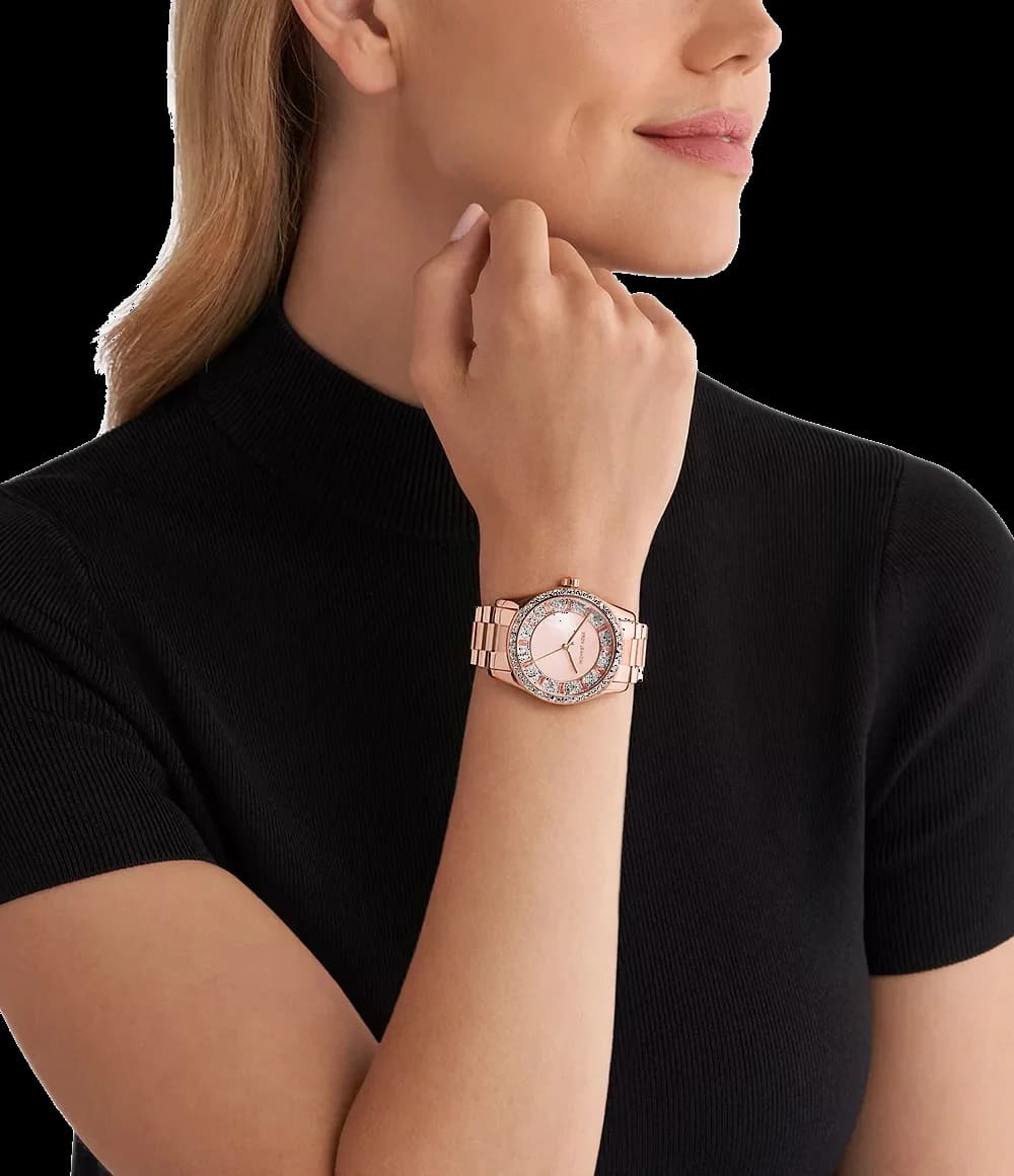 Montre Michael Kors Lexington MK7444 cadran pavé de cristaux en acier or rose vue 4