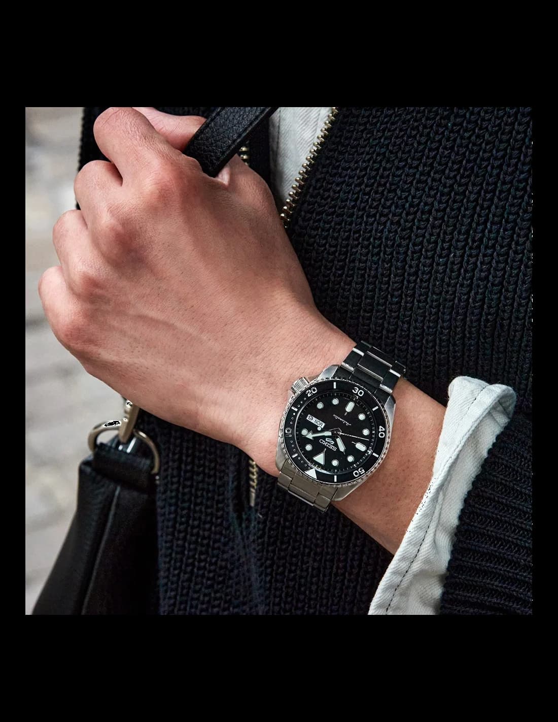 Montre Seiko SRPD55K1 homme verso boîtier argent
