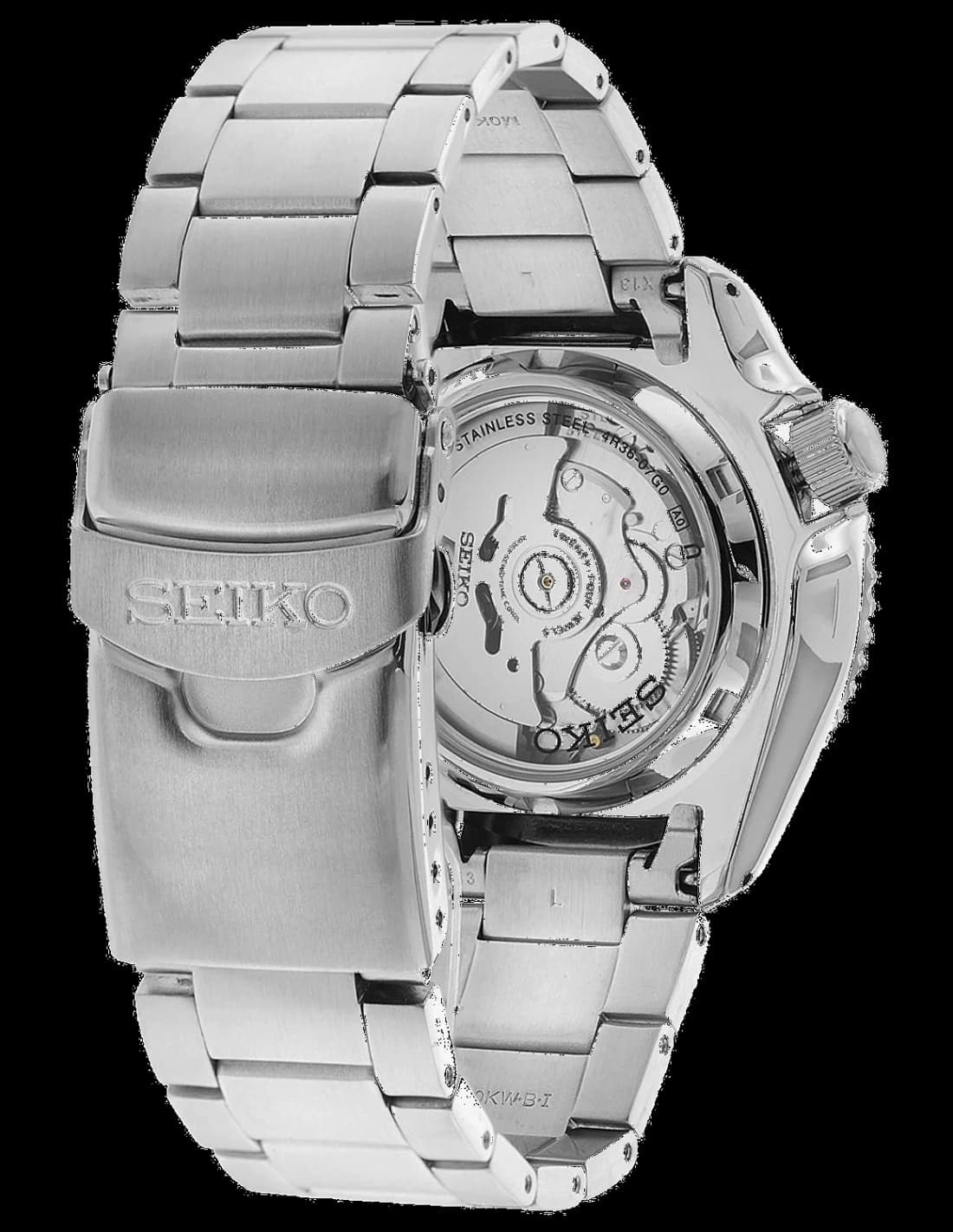 Montre Seiko SRPD61K1 homme verso boîtier argent