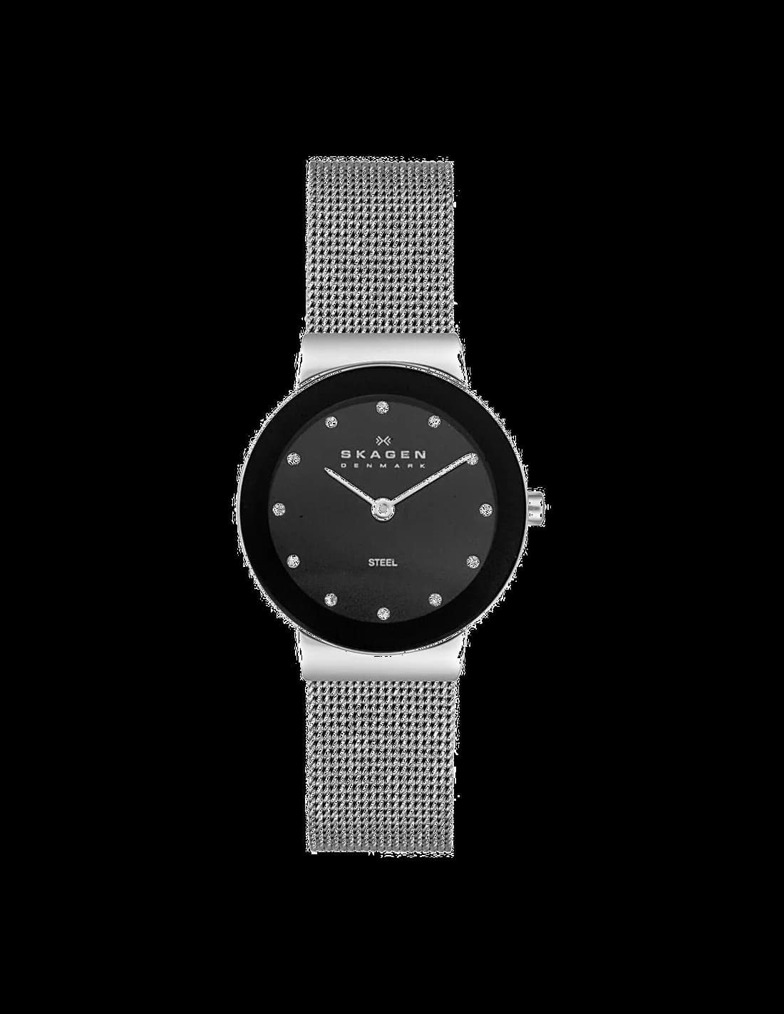 Montre Skagen 358SSSBD au cadran bleu marine soleil, boîtier argent minimaliste, style danois épuré