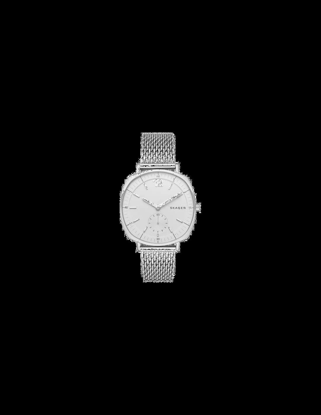 Skagen SKW2402 montre avec cadran noir et bracelet en cuir — Montres Outlet