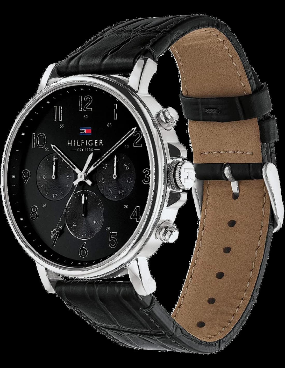 Cadran noir de la montre Tommy Hilfiger 1710381