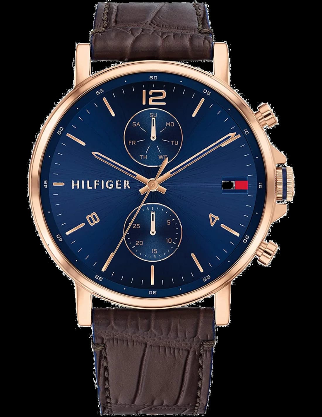 Tommy Hilfiger 1710418 cadran noir et bracelet cuir — Montres Outlet