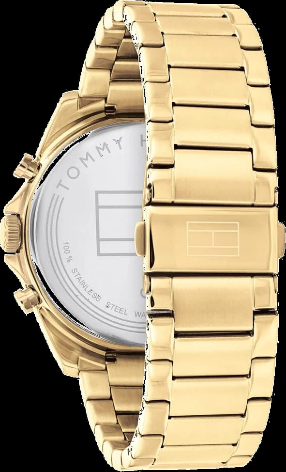 Montre Tommy Hilfiger 1710447 Baker en acier doré avec cadran squelette vue 3