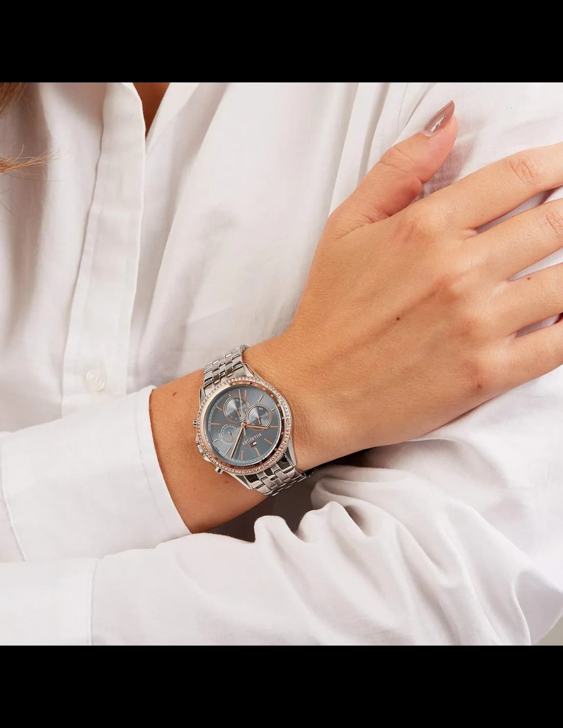 Montre Tommy Hilfiger 1781976 femme détail cadran argent