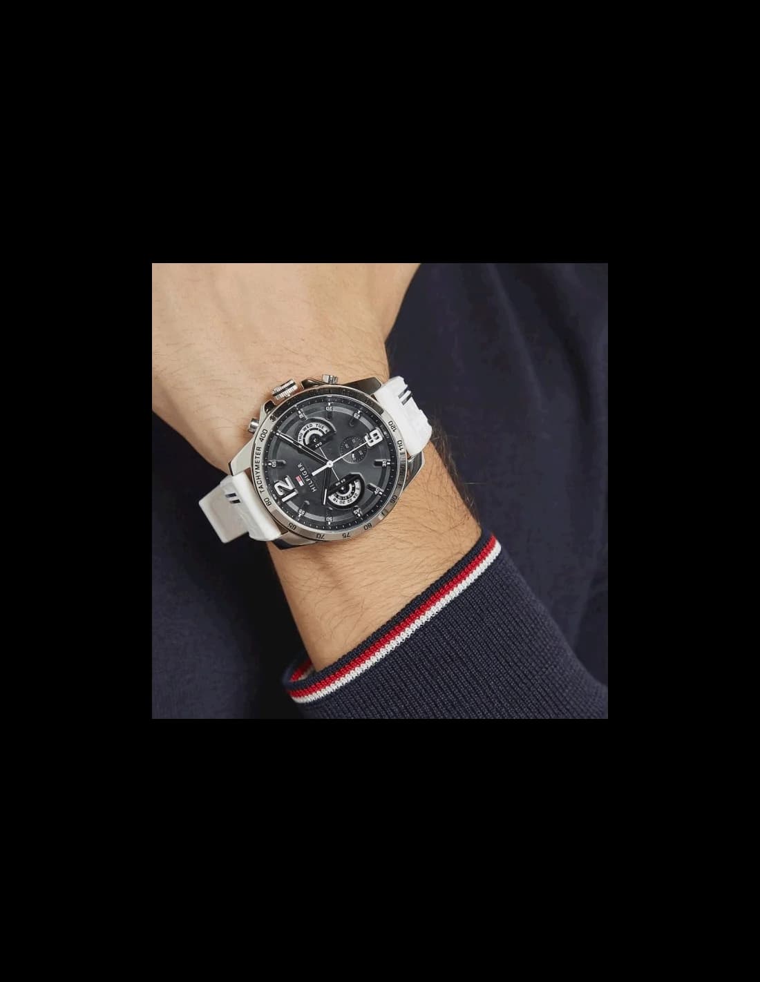 Montre Homme Tommy Hilfiger 1791475 Decker Silicone Blanc et Acier Doré vue 4