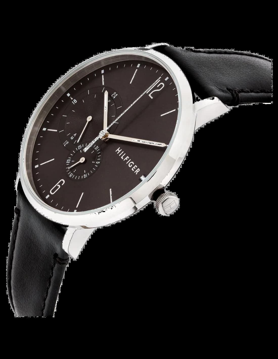 Montre Tommy Hilfiger 1791509 Boîtier Acier Argenté et Bracelet Cuir Noir vue 2