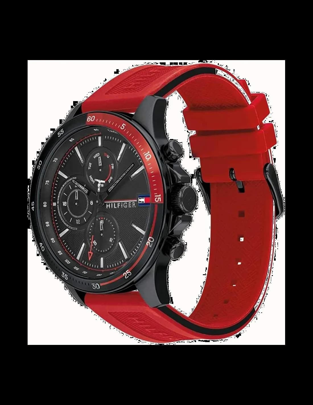 Montre Tommy Hilfiger 1791722 en Acier avec Bracelet Silicone Rouge vue 2