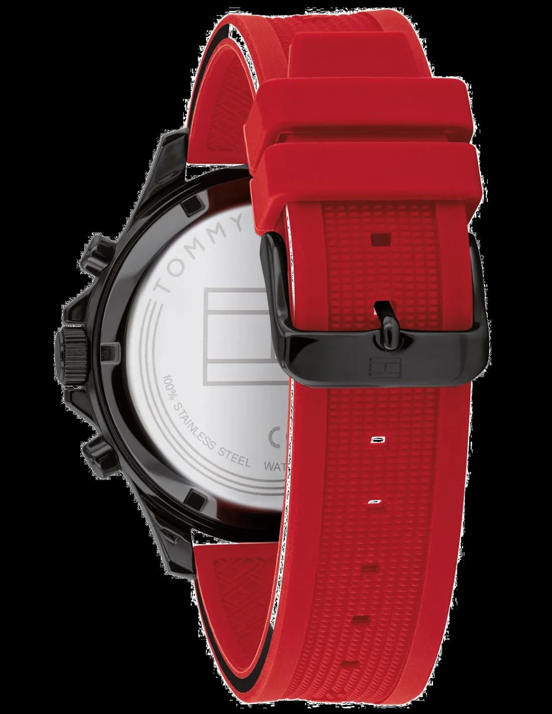 Montre Tommy Hilfiger 1791722 en Acier avec Bracelet Silicone Rouge vue 3