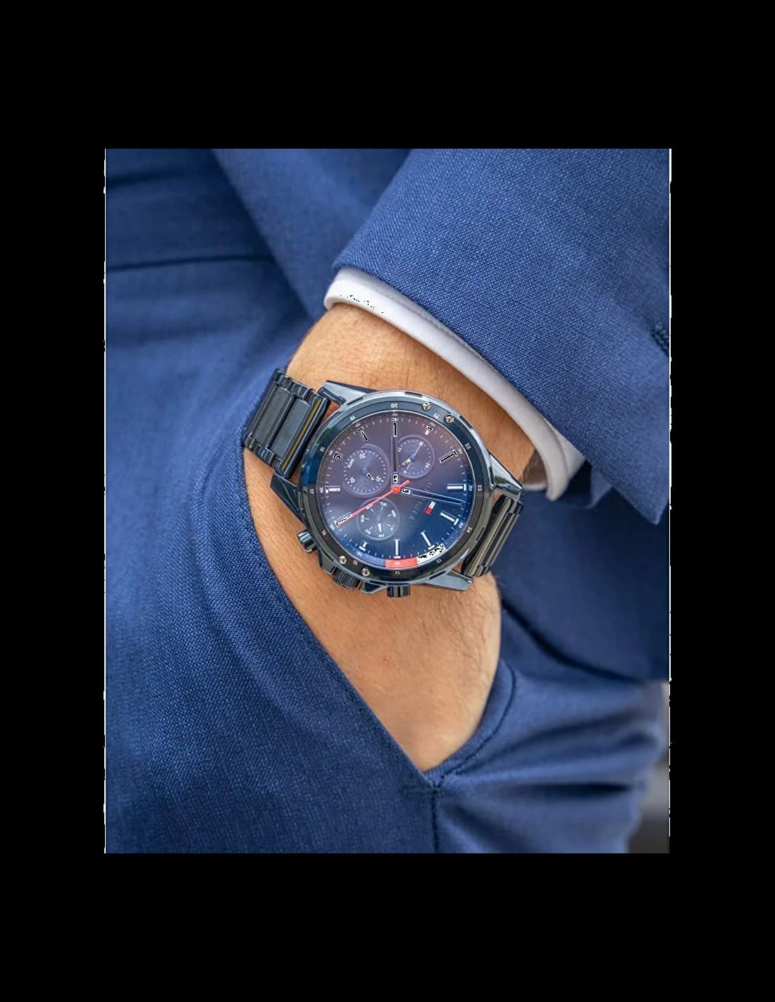 Montre Tommy Hilfiger 1791789 homme verso boîtier bleu