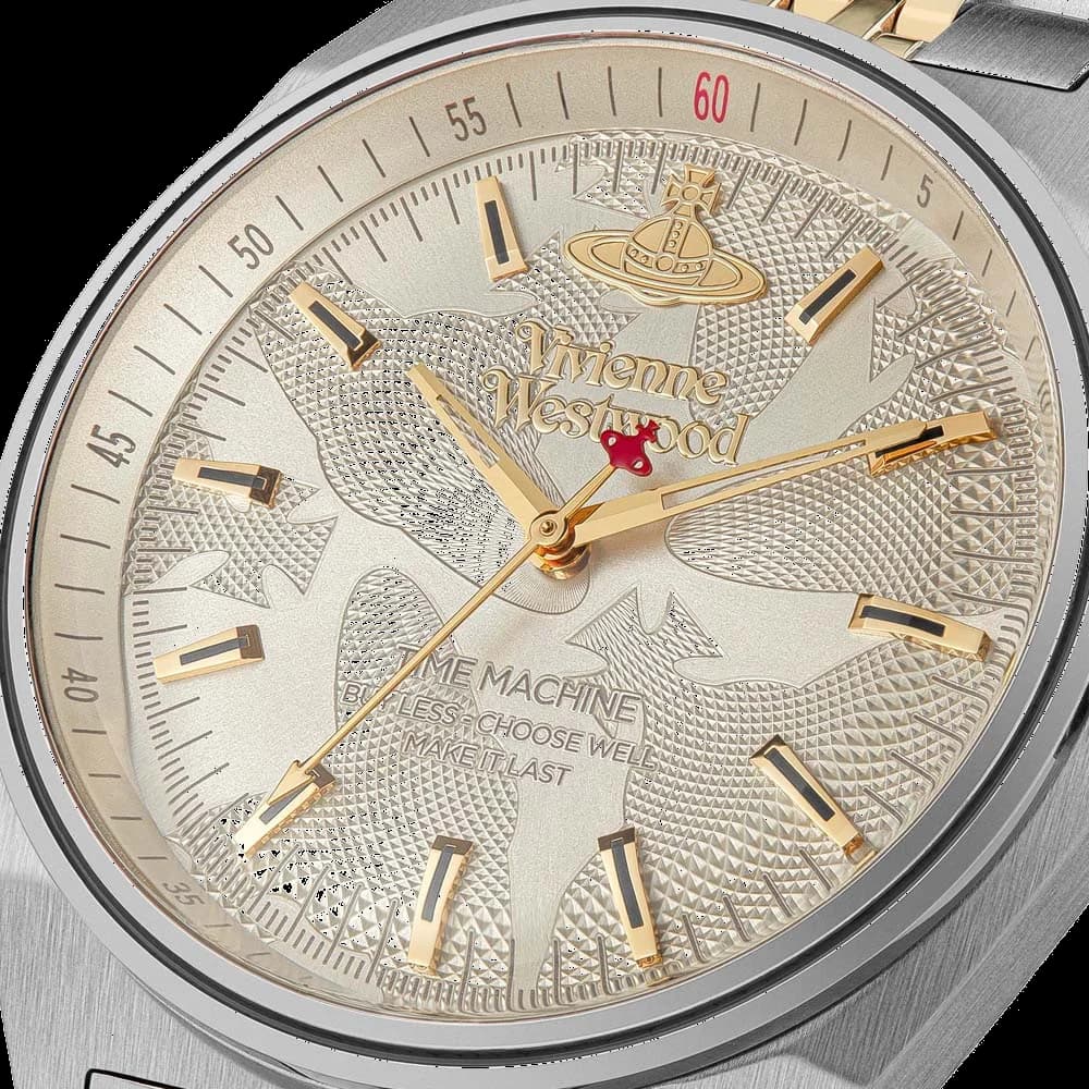 Cadran Vivienne Westwood VV251WGSG doré index bâtons mouvement quartz 40mm
