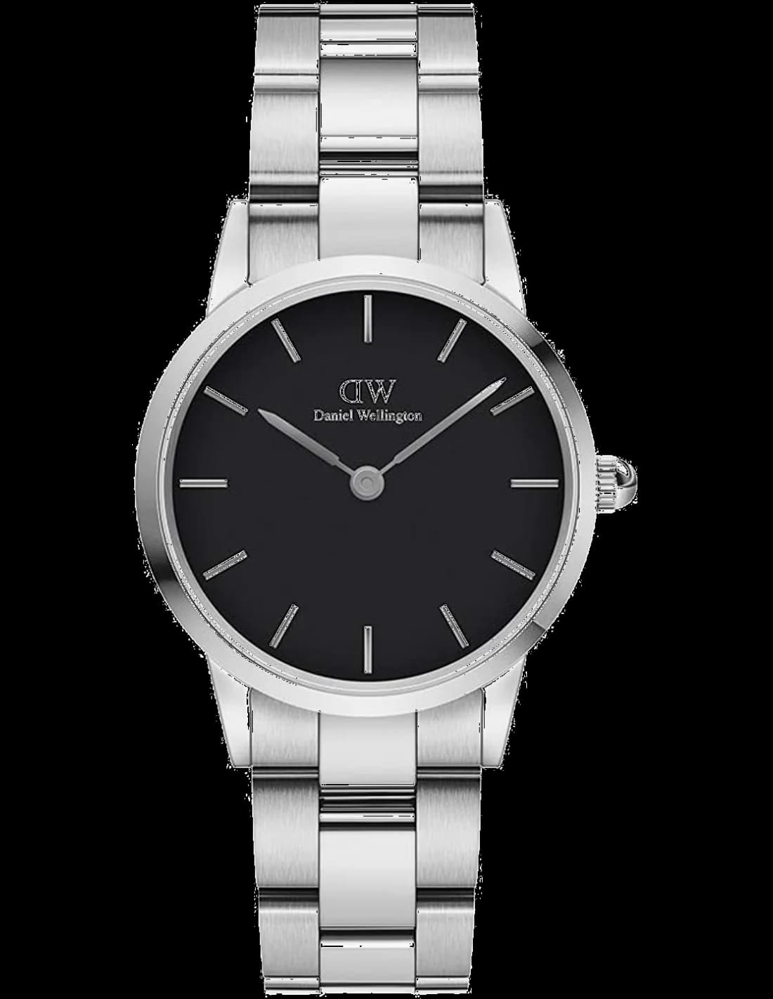 Montre Daniel Wellington DW00100204 Iconic Link 36mm en acier poli argenté cadran noir