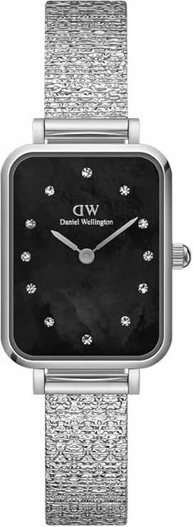 Montre Daniel Wellington DW00100581 Rectangulaire Nacre Noire et Maille Milanaise Rose Gold