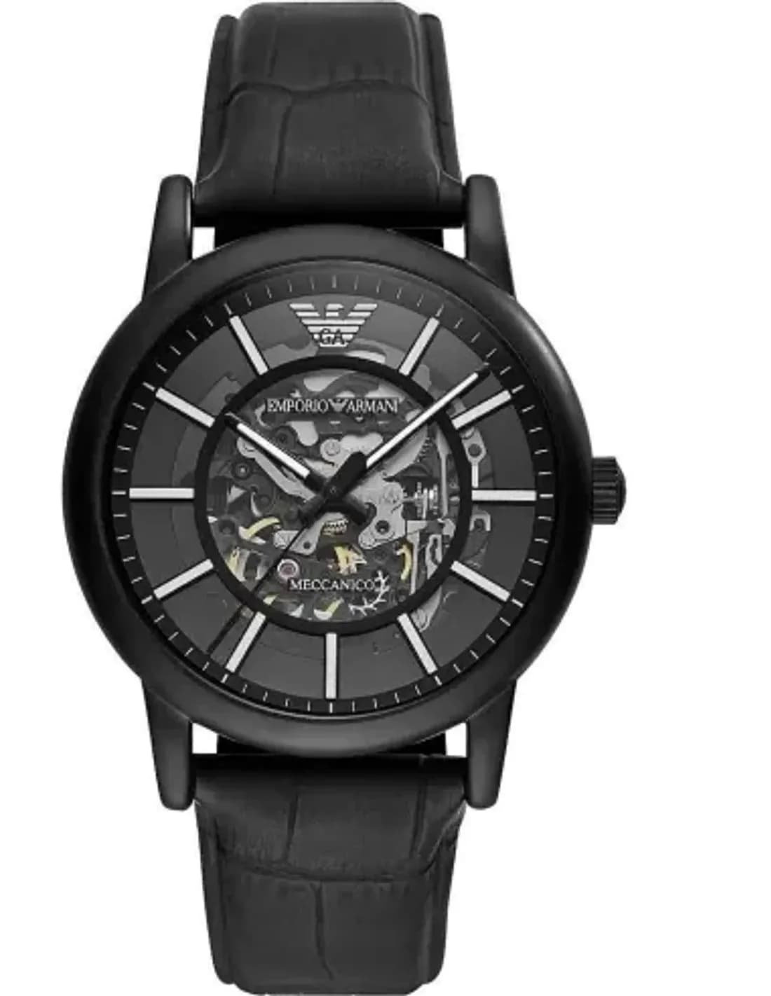Montre Emporio Armani Meccanico AR60008 Bracelet cuir noir