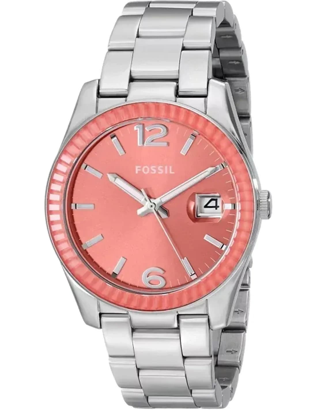 Montre Femme Fossil ES3729 Rose à Lunette Crantée