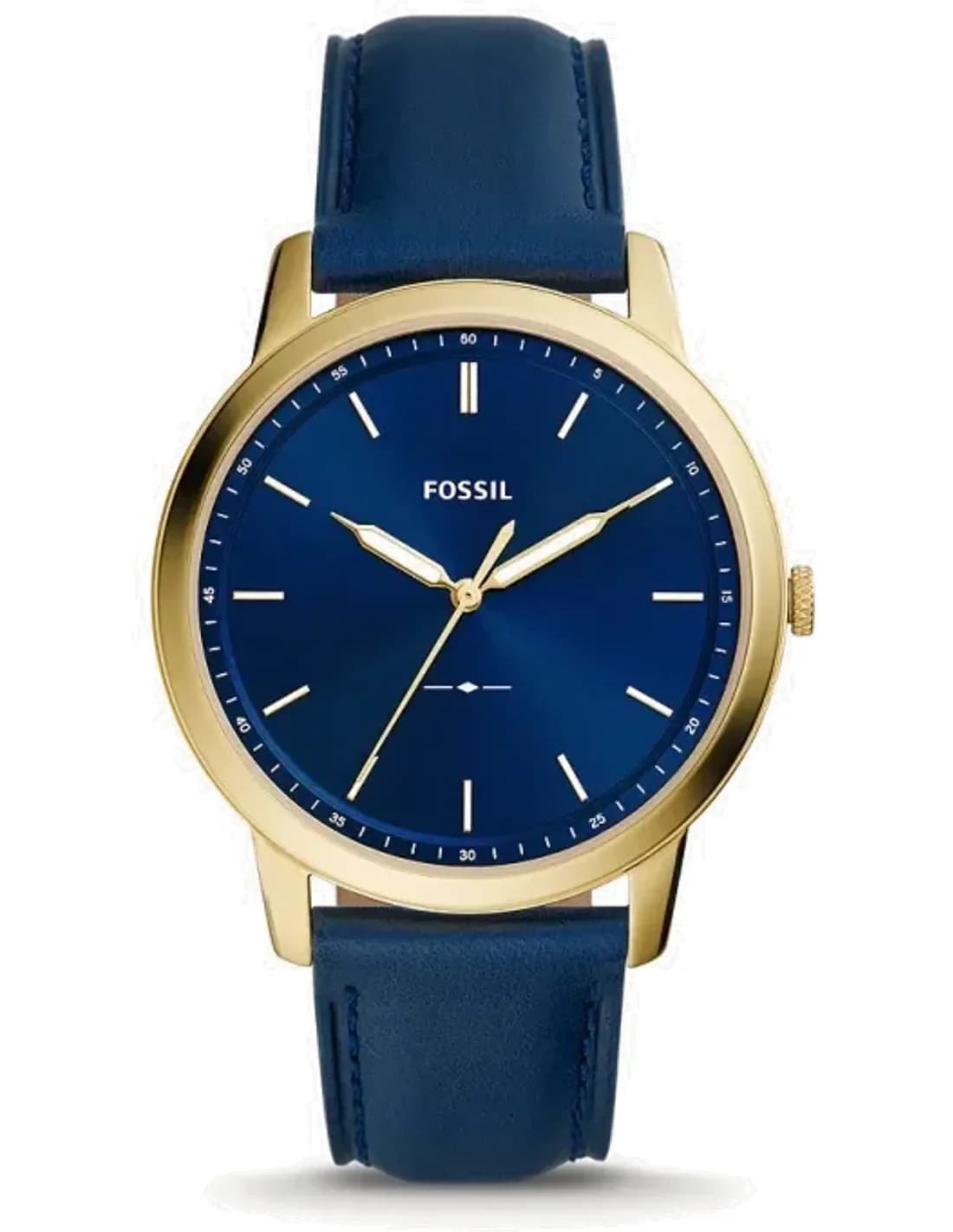 Montre homme Fossil Minimalist Three-Hand FS5789 en cuir marine