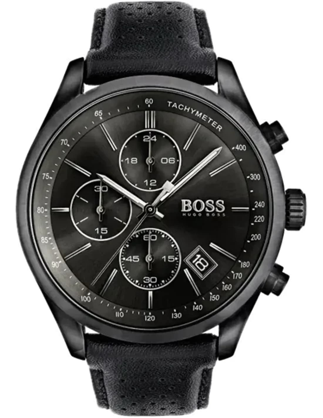 Montre Hugo Boss 1513474 Chronomètre en Cuir Noir Surpiqué