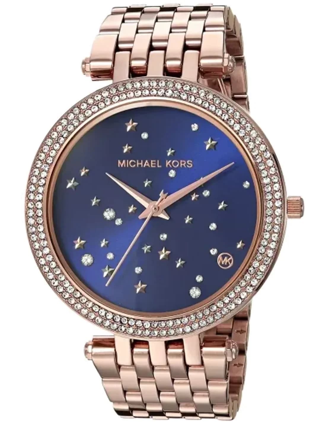 Montre Michael Kors Darci MK3728 Ciel étoilé bracelet or fond bleu