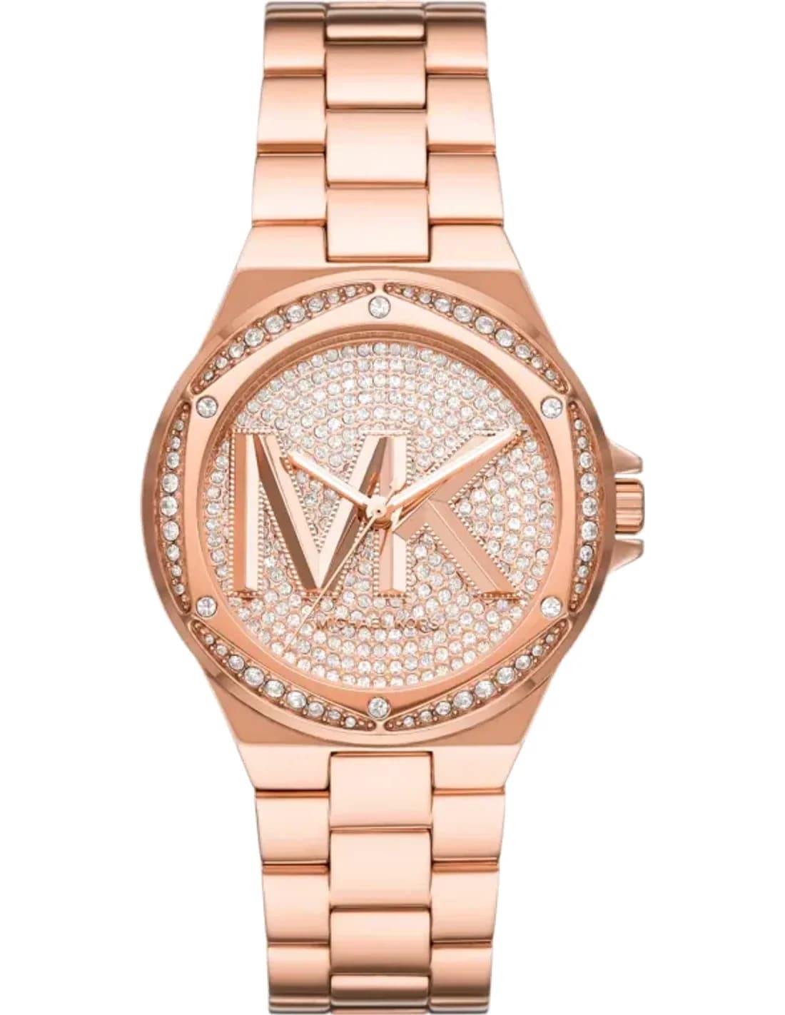 Montre Michael Kors MK7230 Lennox Acier Inoxydable Doré Rose Pavé Logo