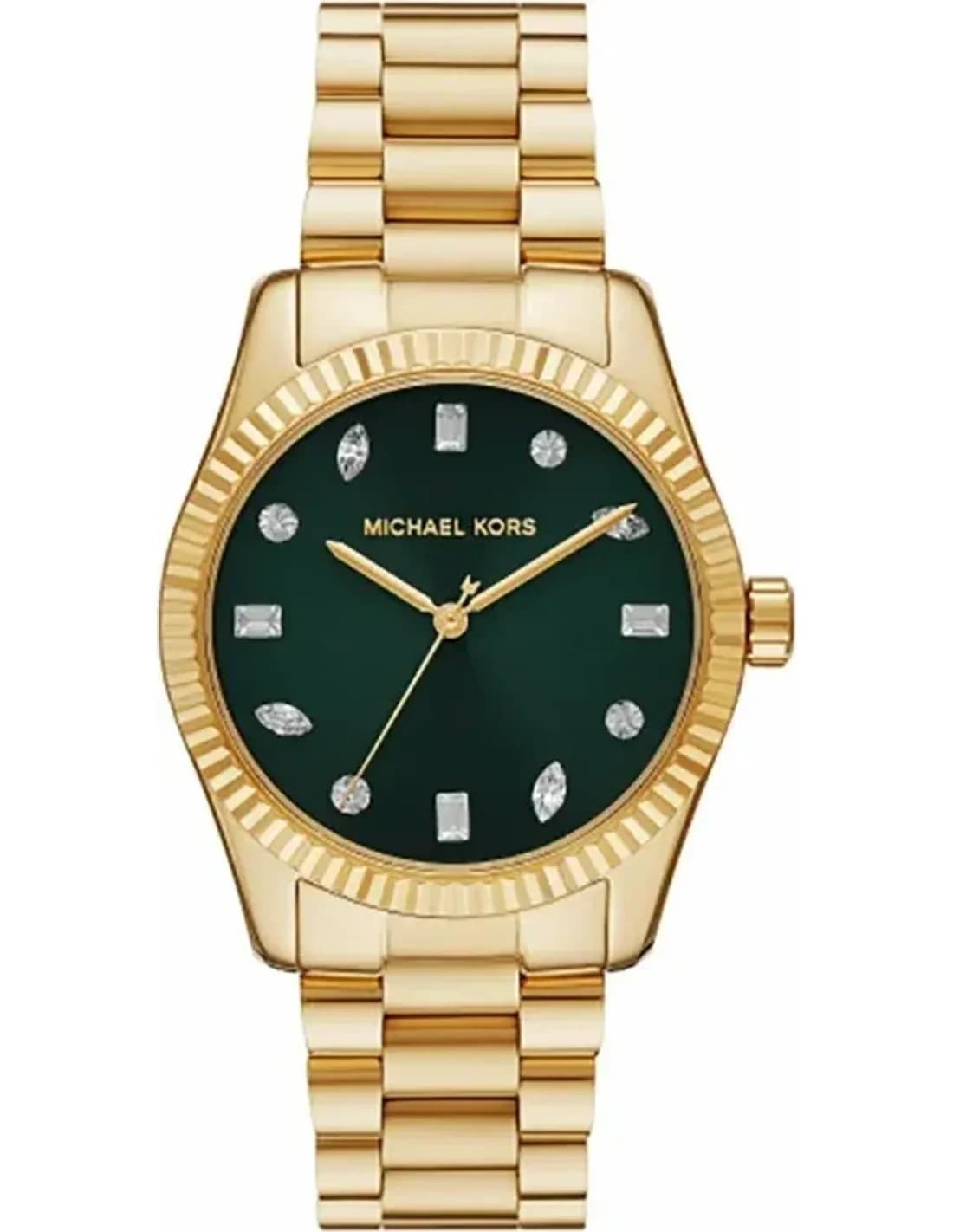 Montre Michael Kors Lexington MK7449 Pavé cadran vert bracelet en acier inoxydable doré