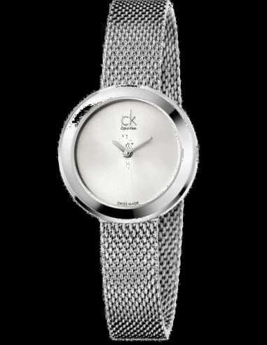 Montre Femme Calvin Klein Firm K3N23126 Acier Poli Cadran Noir Maille Milanaise