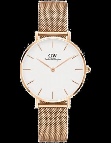 Montre Daniel Wellington Petite Melrose DW00100163 Maille milanaise or rose cadran blanc