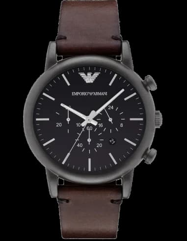Montre Emporio Armani AR1919 Bracelet Cuir Marron et Cadran Argenté