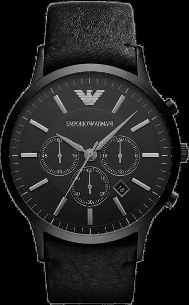 Montre Emporio Armani AR2461 Chronomètre à Bracelet en Cuir Noir