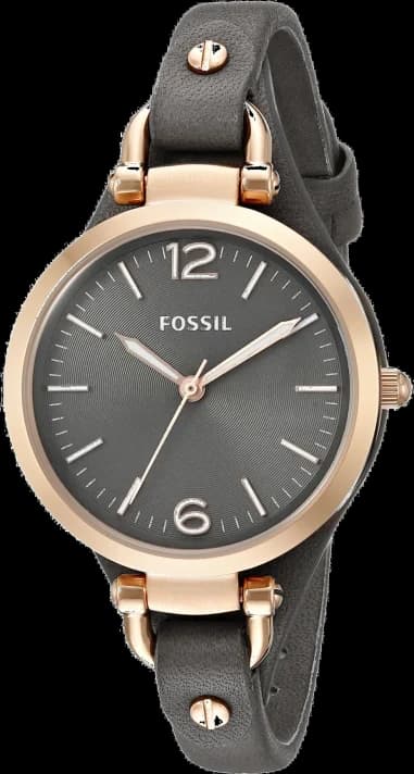 Montre Fossil ES3077 Boîtier Or Rose et Bracelet Cuir Gris