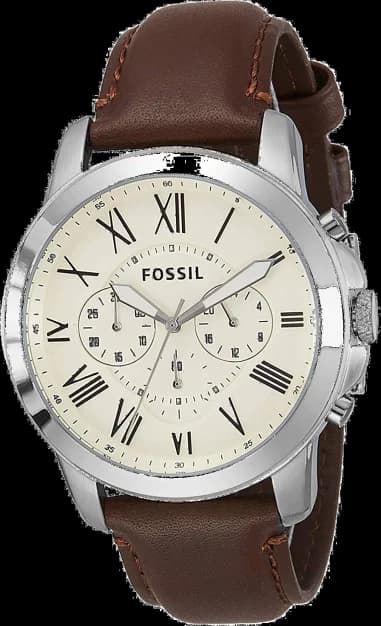 Montre Fossil FS4735 Grant en Cuir de Veau et Cadran à Trois Compteurs