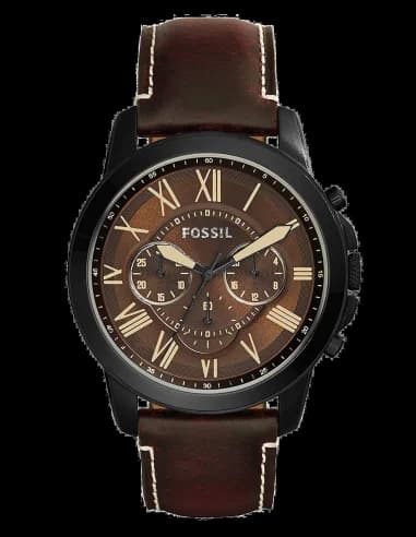 Montre Fossil FS5088 Marron avec Bracelet en Cuir et Boîtier Acier