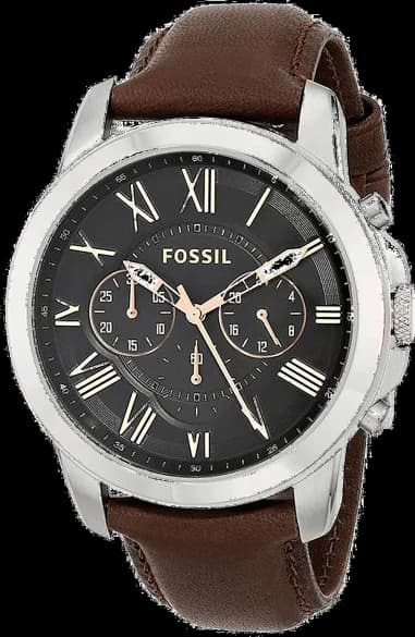 Montre Homme Fossil FS4813 Bracelet Cuir Marron et Cadran Noir