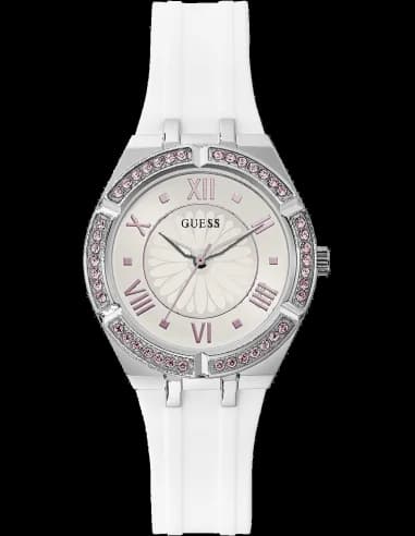 Montre Femme Guess GW0032L1 Sparkling Silicone Blanc et Boîtier Strass