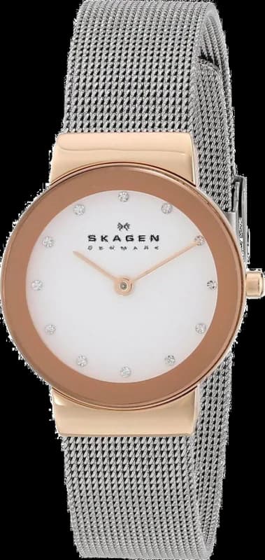 Montre Femme Skagen Freja 358SRSC en Acier Rose Doré et Maille Milanaise